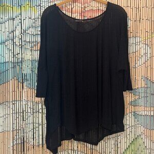 SPARKLE & FADE, Dolman Sleeve Round Neck Drape Shirt, Black, Large